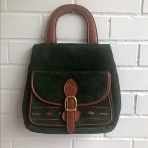 Green and brown bag with a front pocket